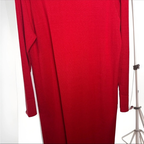 ZARA Solid Red Maxi Dress Size Large Red Holiday Viscose Knit Maxi Mob Wife - Picture 6 of 11